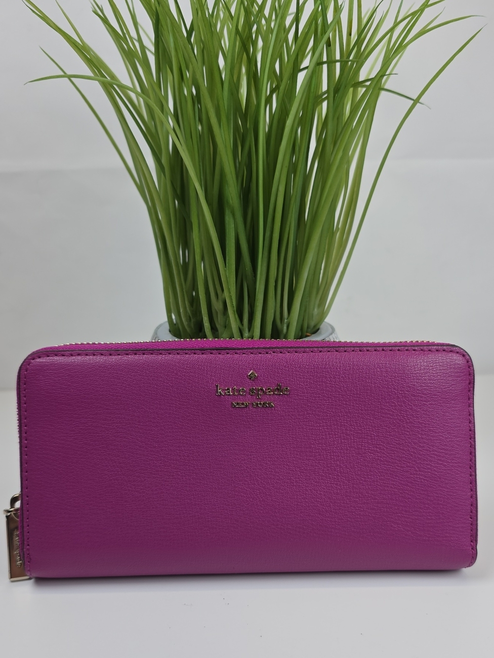kate spade Pink magenta Fushia zip-around leather wallet